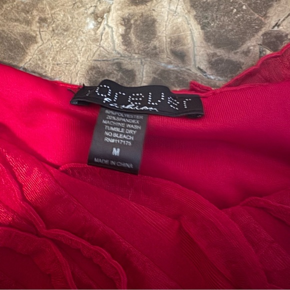 NWT Forever Fashion Blouse Size M Red Ruffle Scoop Neck Party Cocktail Xmas - Picture 5 of 7